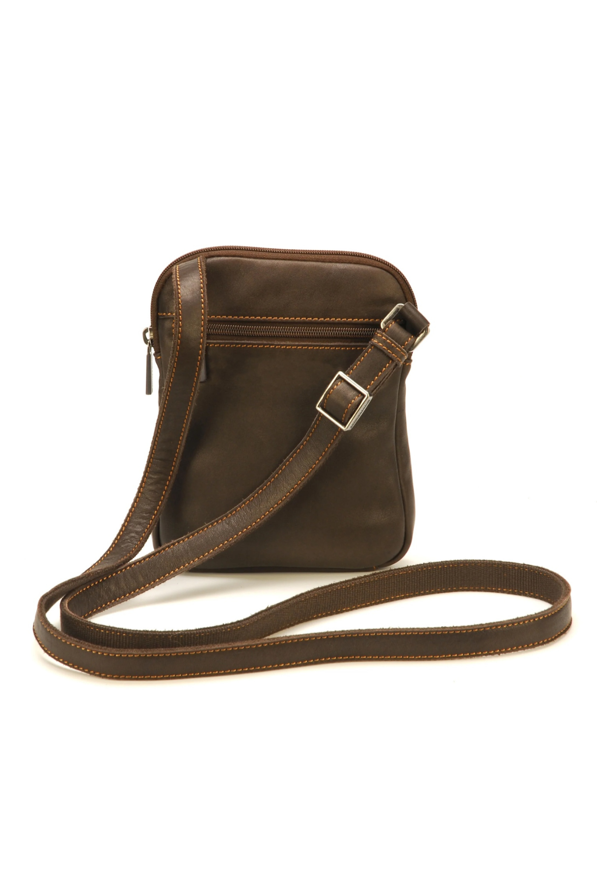 Sac bandoulière plat Johany en cuir châtaigne