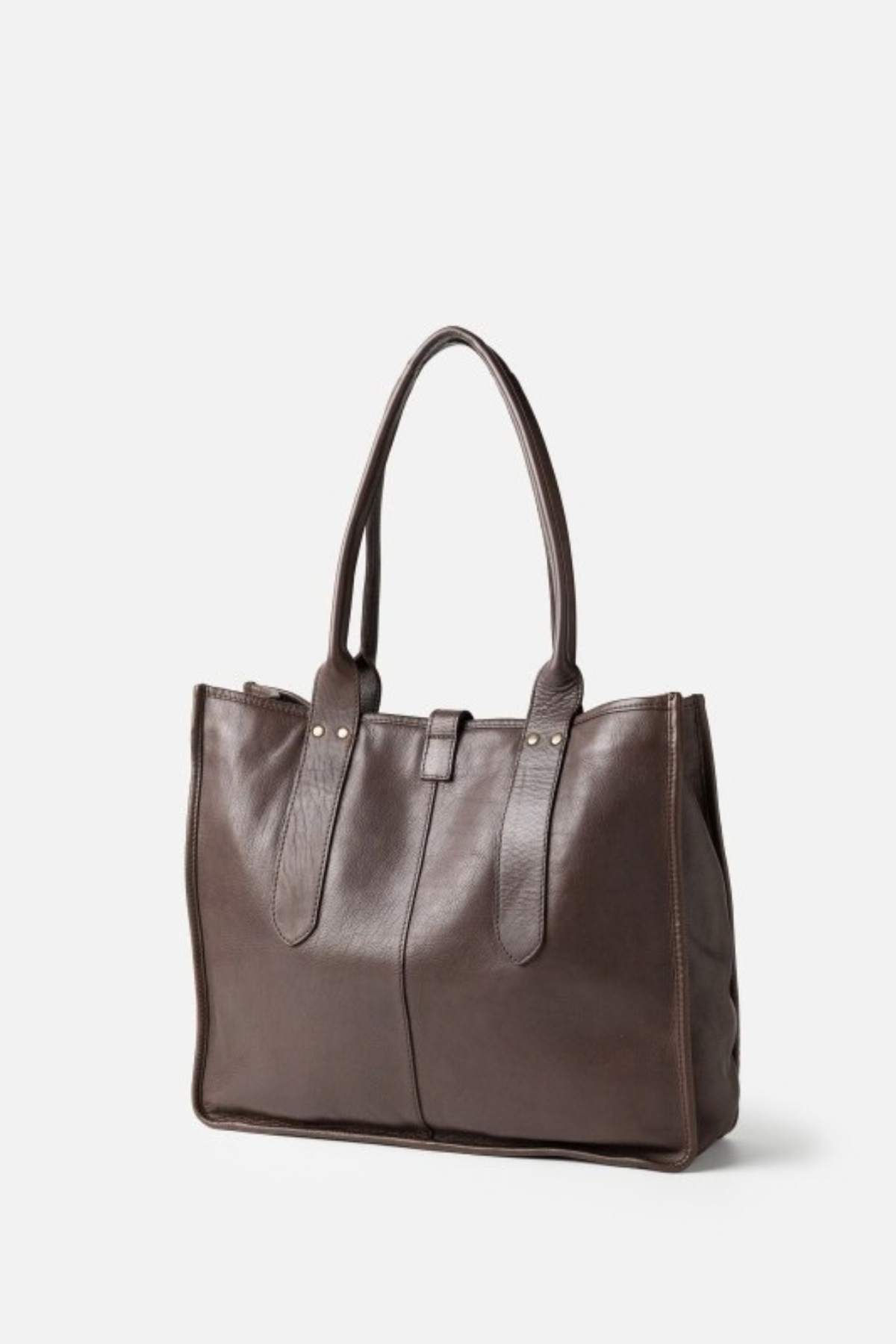 Grand cabas Rushville Biba en cuir lavé marron vu de trois quarts