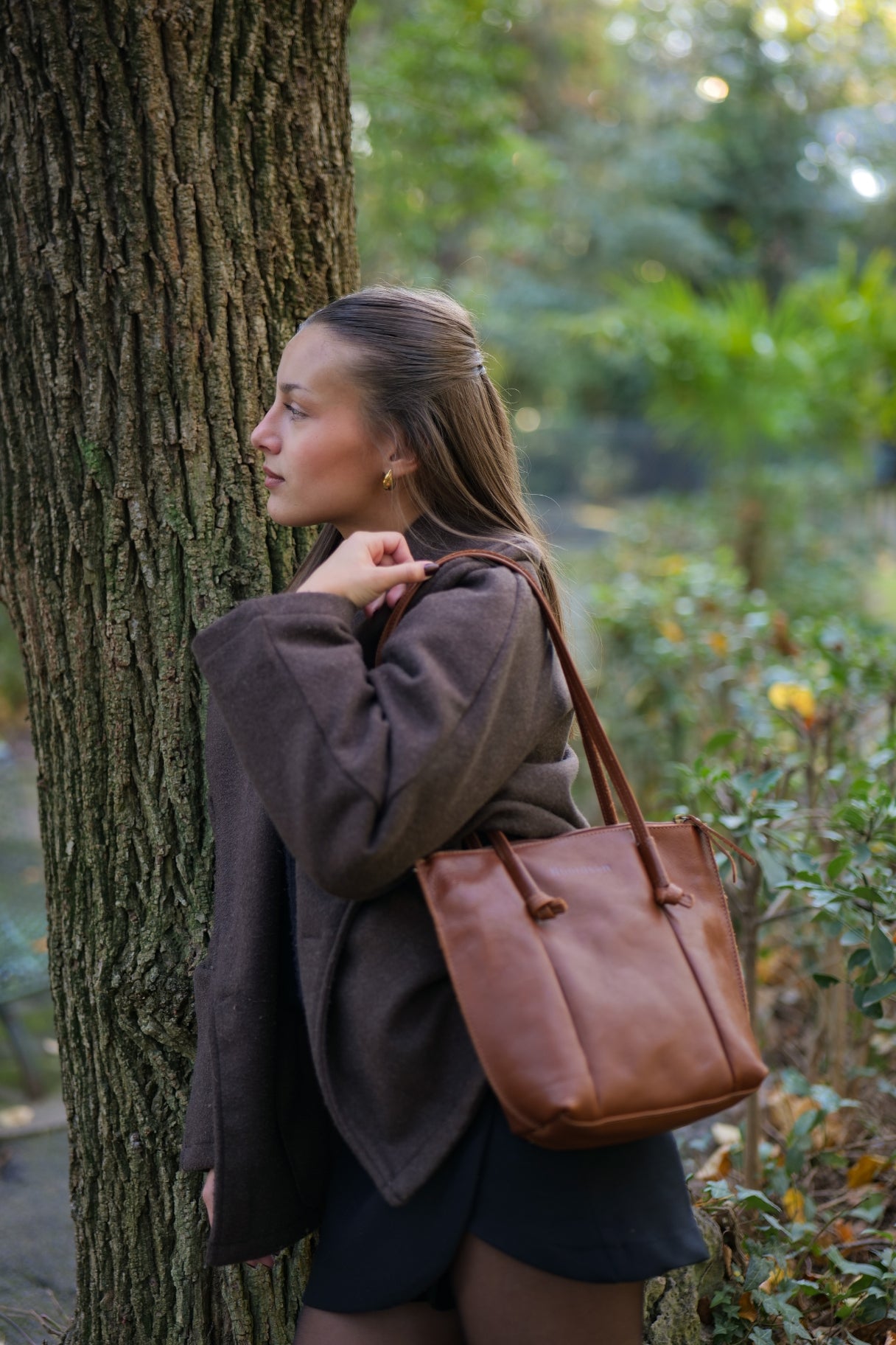 Petit sac shopping en cuir marron pour femme Noordsen N001-01U