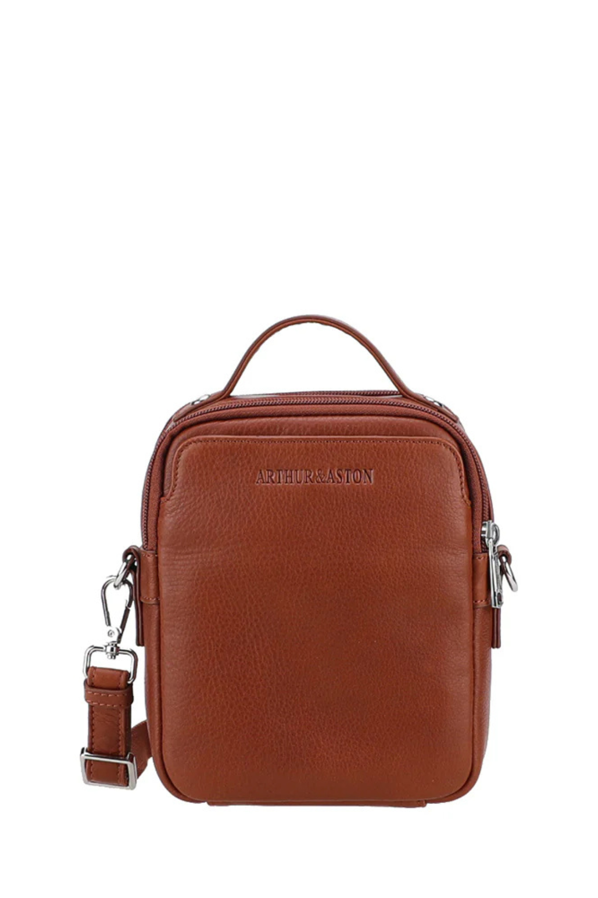 Sacoche travers S Ange Arthur & Aston en cuir pleine fleur cognac