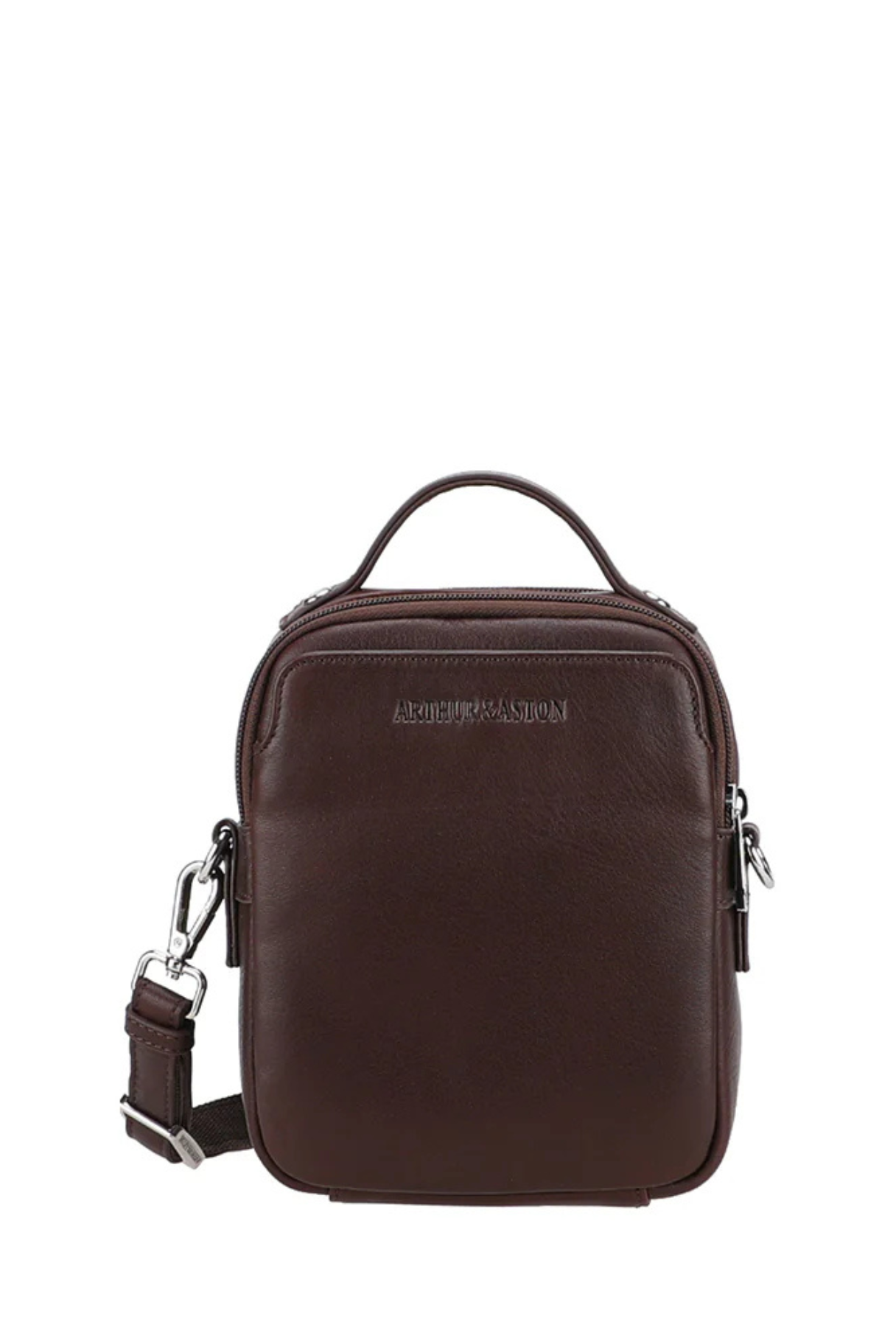 Sacoche travers S Ange Arthur & Aston en cuir pleine fleur marron