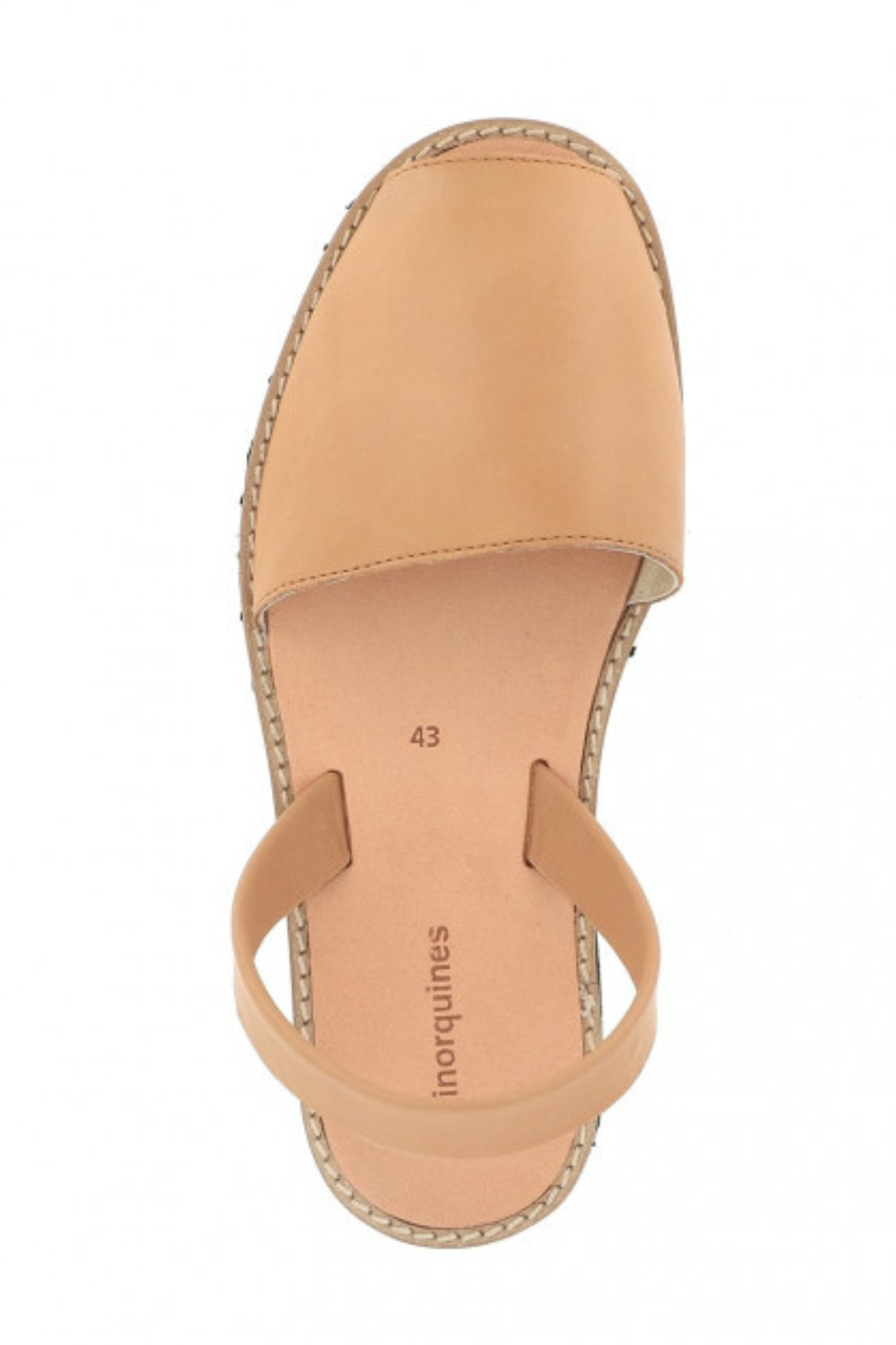 Sandales minorquines en cuir camel – vue de dessus