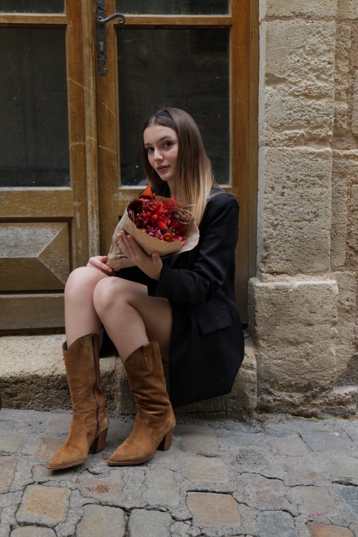 Bottes santiag en cuir suede camel  à talons Patricia Miller - Nappa maroquinerie 