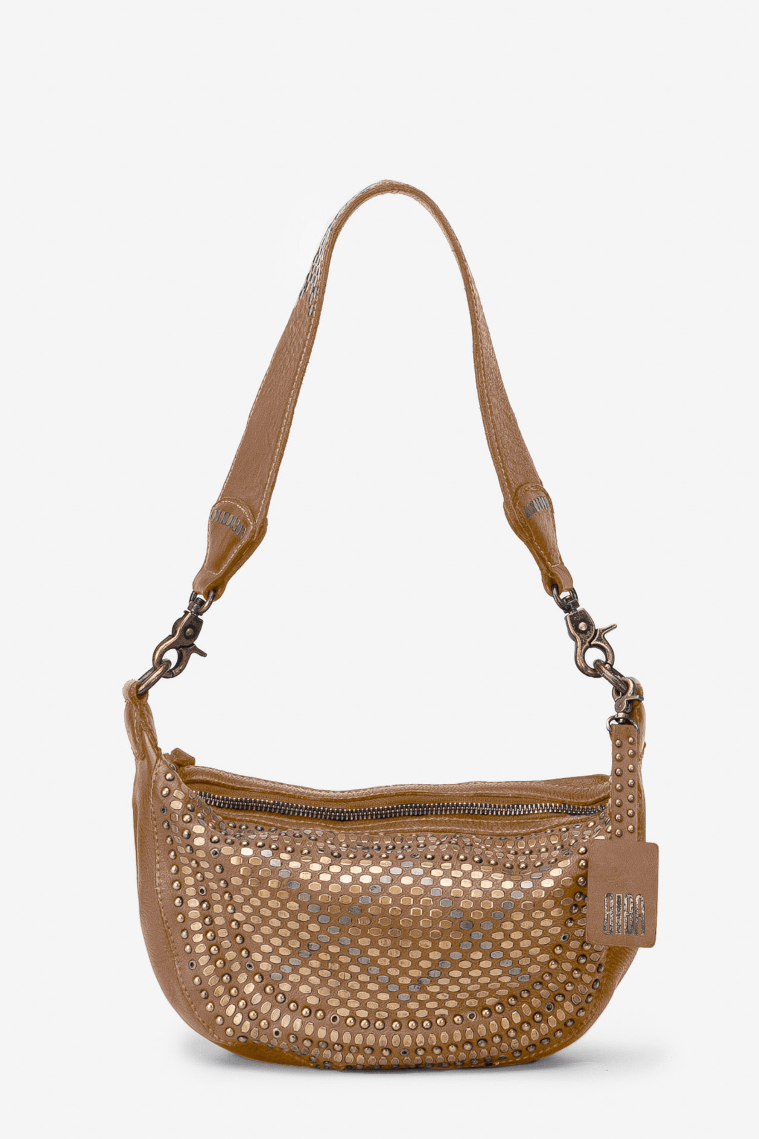 Biba Lovington - Sac bandoulière à rivets couleur beige 