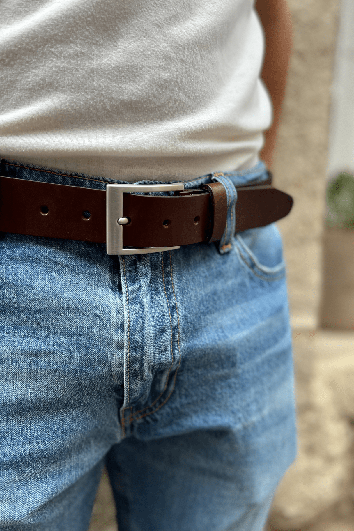 La Jean - Ceinture homme en cuir noir ou marron fabriquée en France - Nappa Maroquinerie