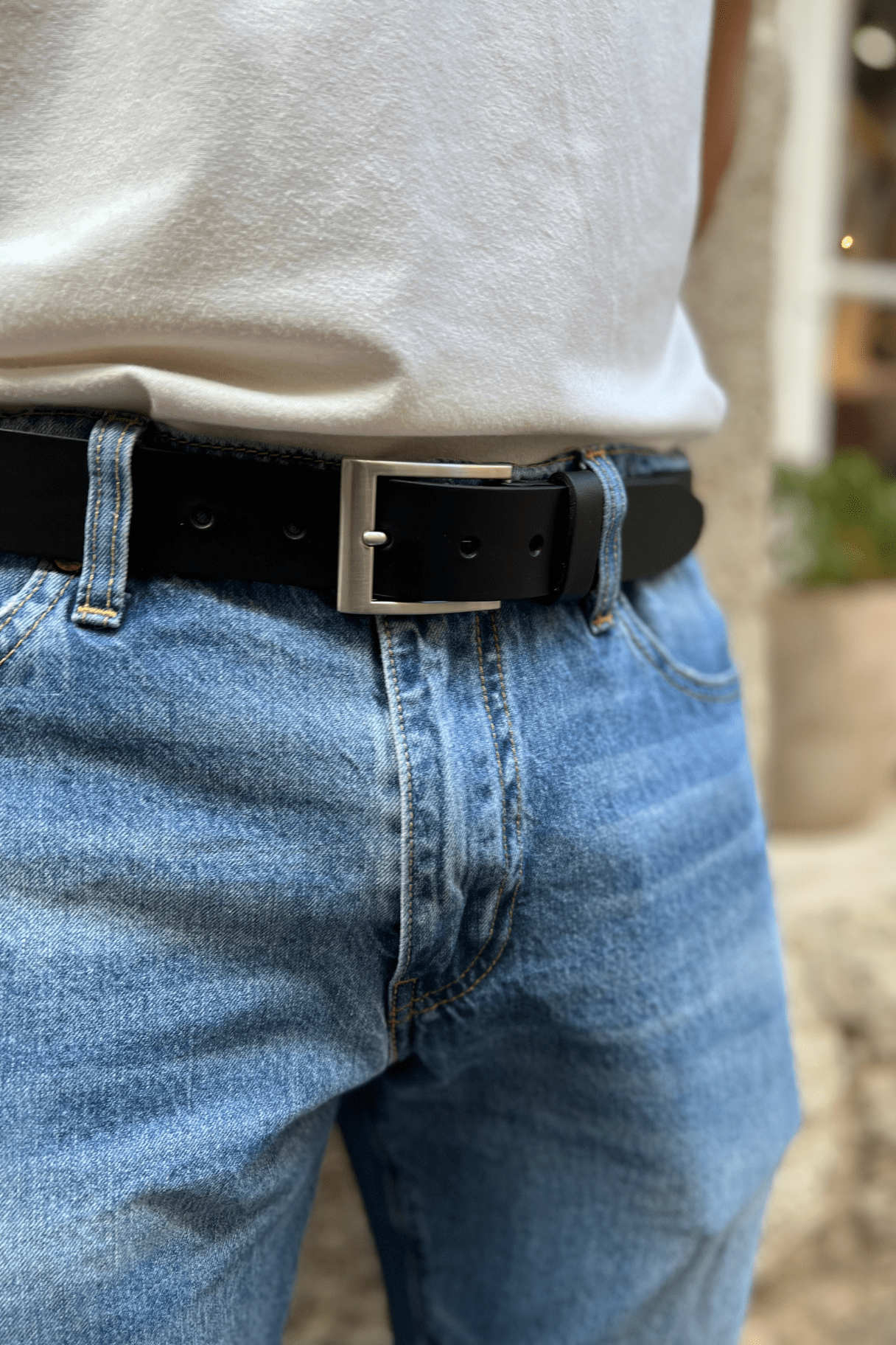 La Jean - Ceinture homme en cuir noir ou marron fabriquée en France - Nappa Maroquinerie